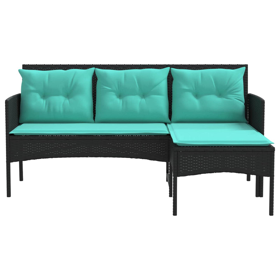 Tuinbankenset met kussen 2 pcs poly rattan