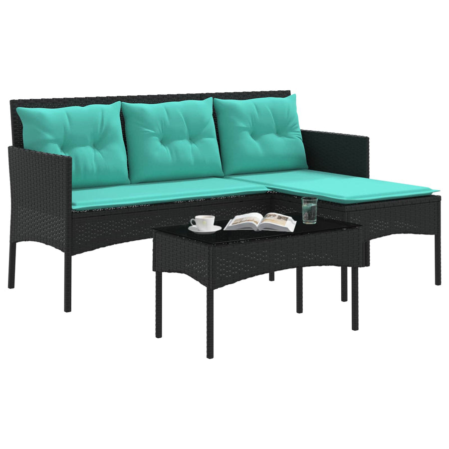Tuinbankenset met kussen 2 pcs poly rattan