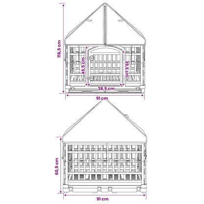 4 Panelen Honden Speelweide met Dak 177,5 x 154,5 x 112 cm Wit