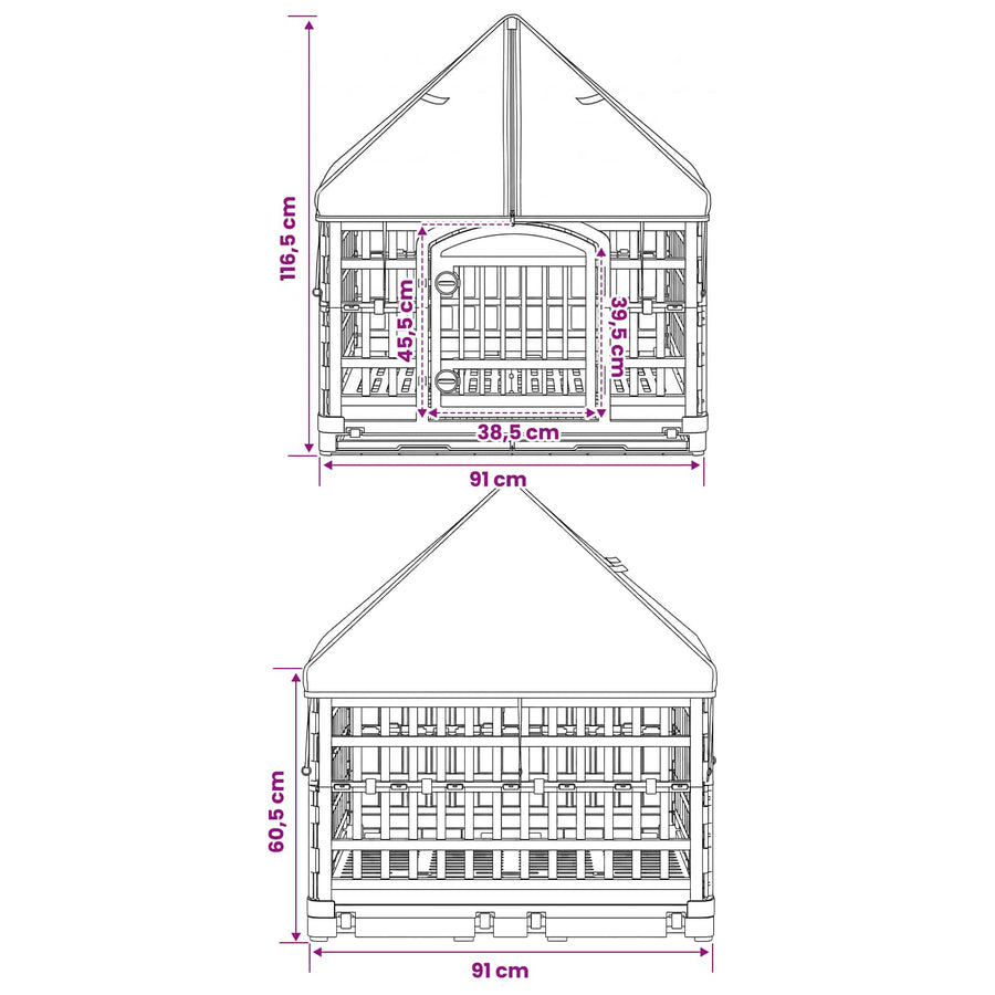 4 Panelen Honden Speelweide met Dak 177,5 x 154,5 x 112 cm Wit