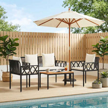 tuinmeubelset 4 pcs Zwart en Cream Wit poly rattan