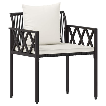 tuinmeubelset 4 pcs Zwart en Cream Wit poly rattan