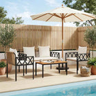 tuinmeubelset 4 pcs Bruin en Crème Wit poly rattan