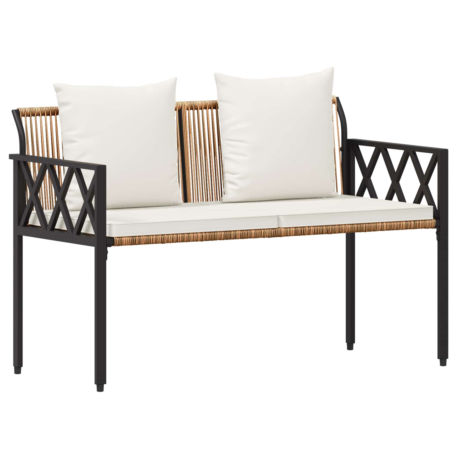 tuinmeubelset 4 pcs Bruin en Crème Wit poly rattan