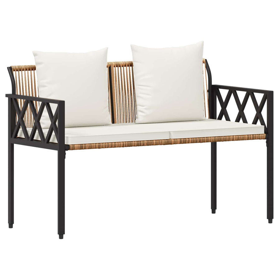 tuinmeubelset 4 pcs Bruin en Crème Wit poly rattan