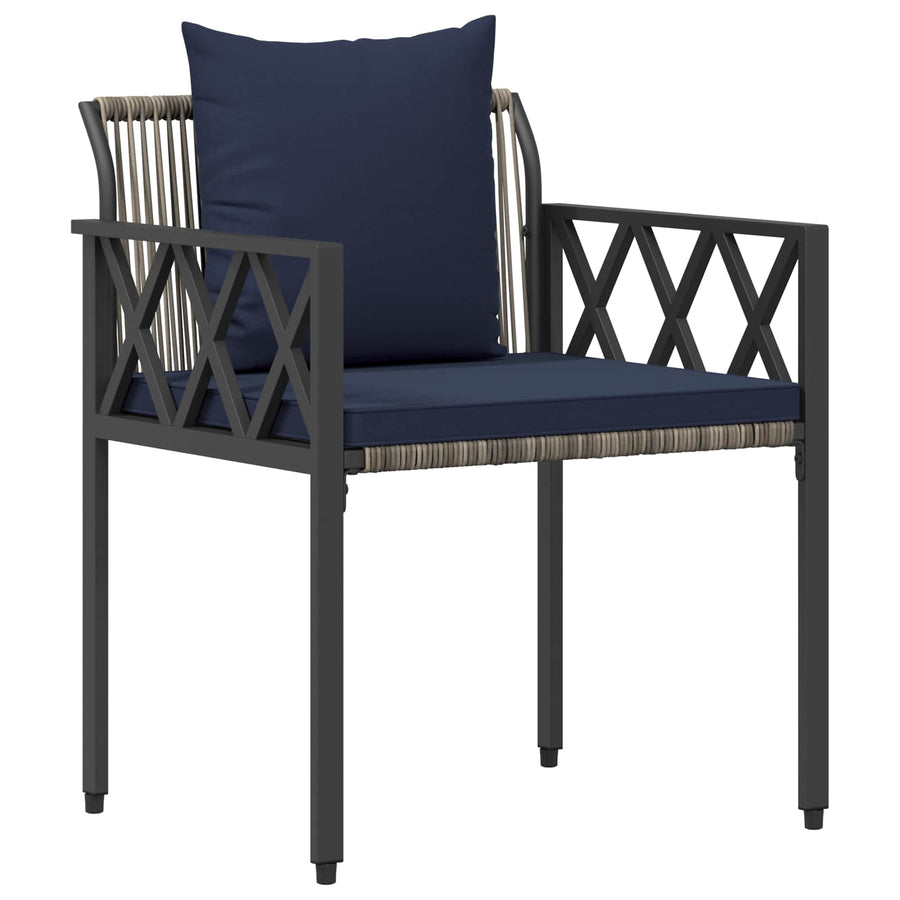 tuinmeubelset 4 pcs Grijs en Marineblauw poly rattan
