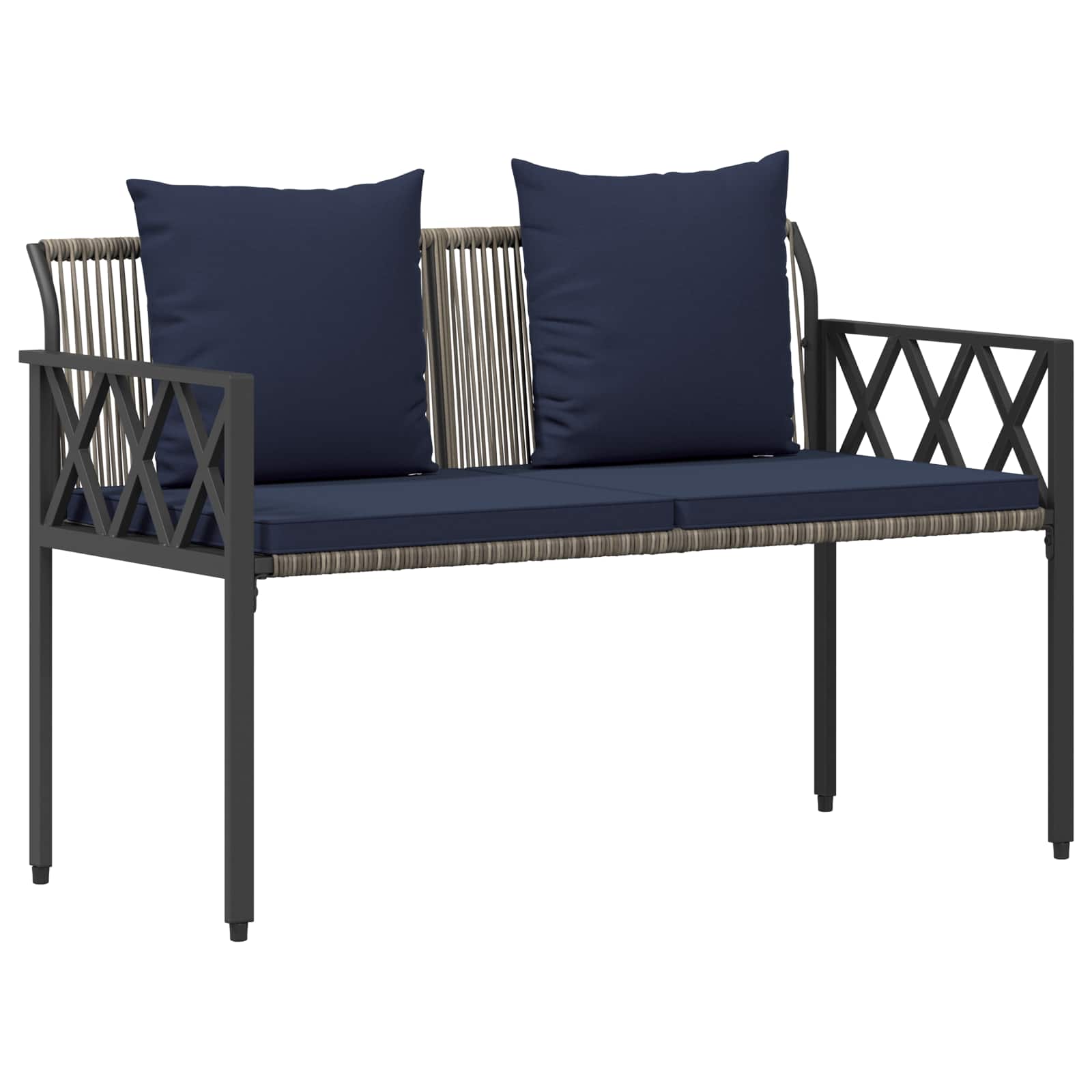 tuinmeubelset 4 pcs Grijs en Marineblauw poly rattan