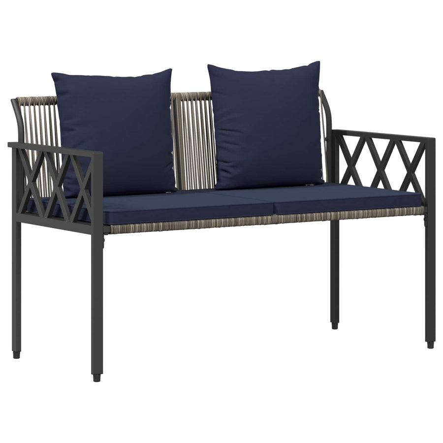 tuinmeubelset 4 pcs Grijs en Marineblauw poly rattan