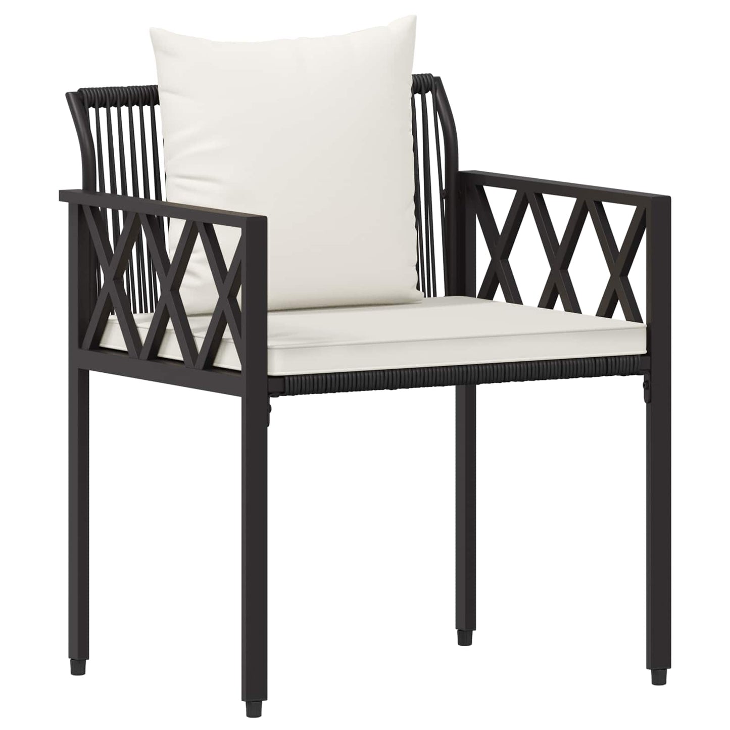 tuinmeubelset 3 pcs Zwart en Cream Wit poly rattan