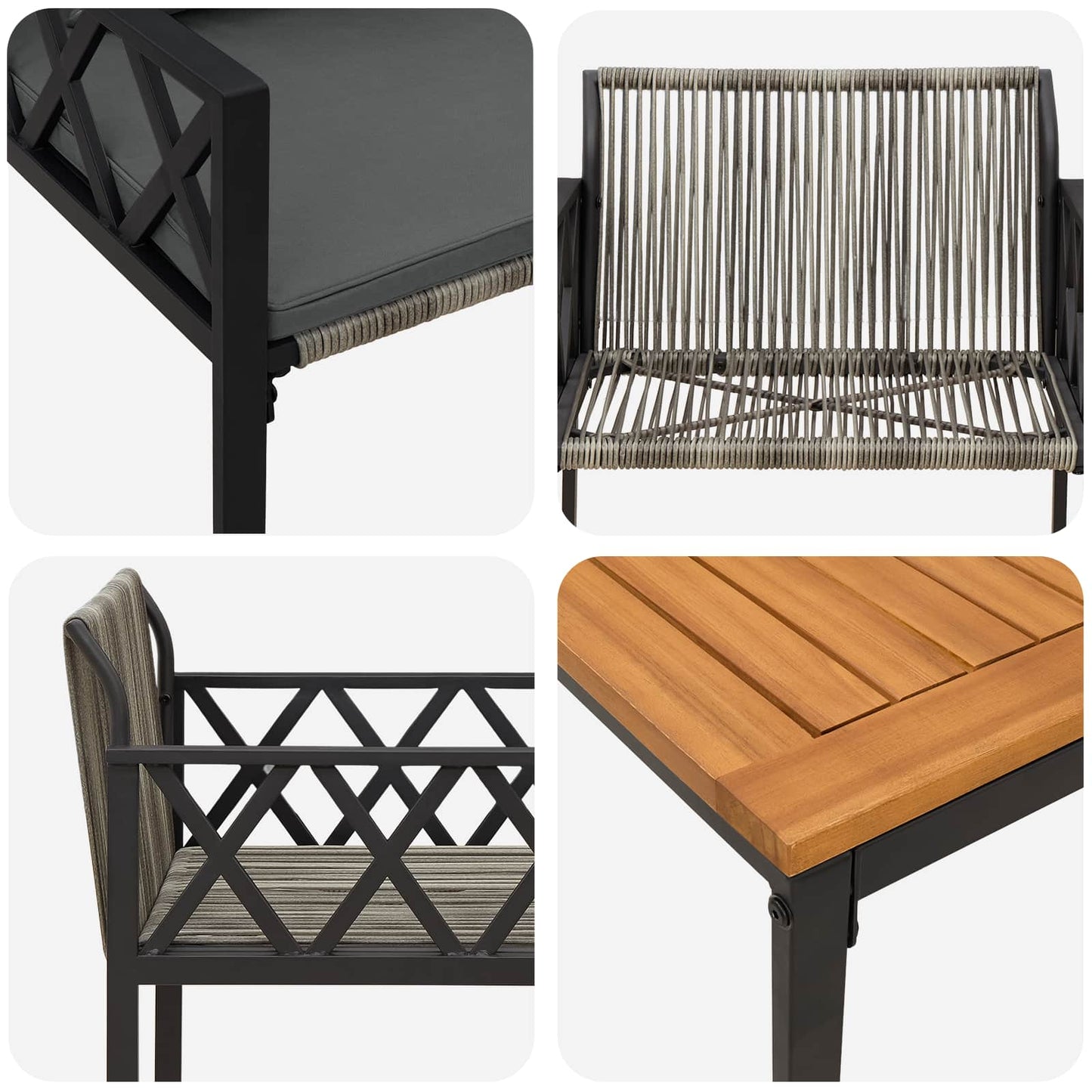 tuinmeubelset 3 pcs Grijs en Donkergrijs poly rattan