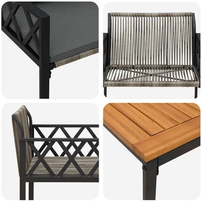 tuinmeubelset 3 pcs Grijs en Donkergrijs poly rattan
