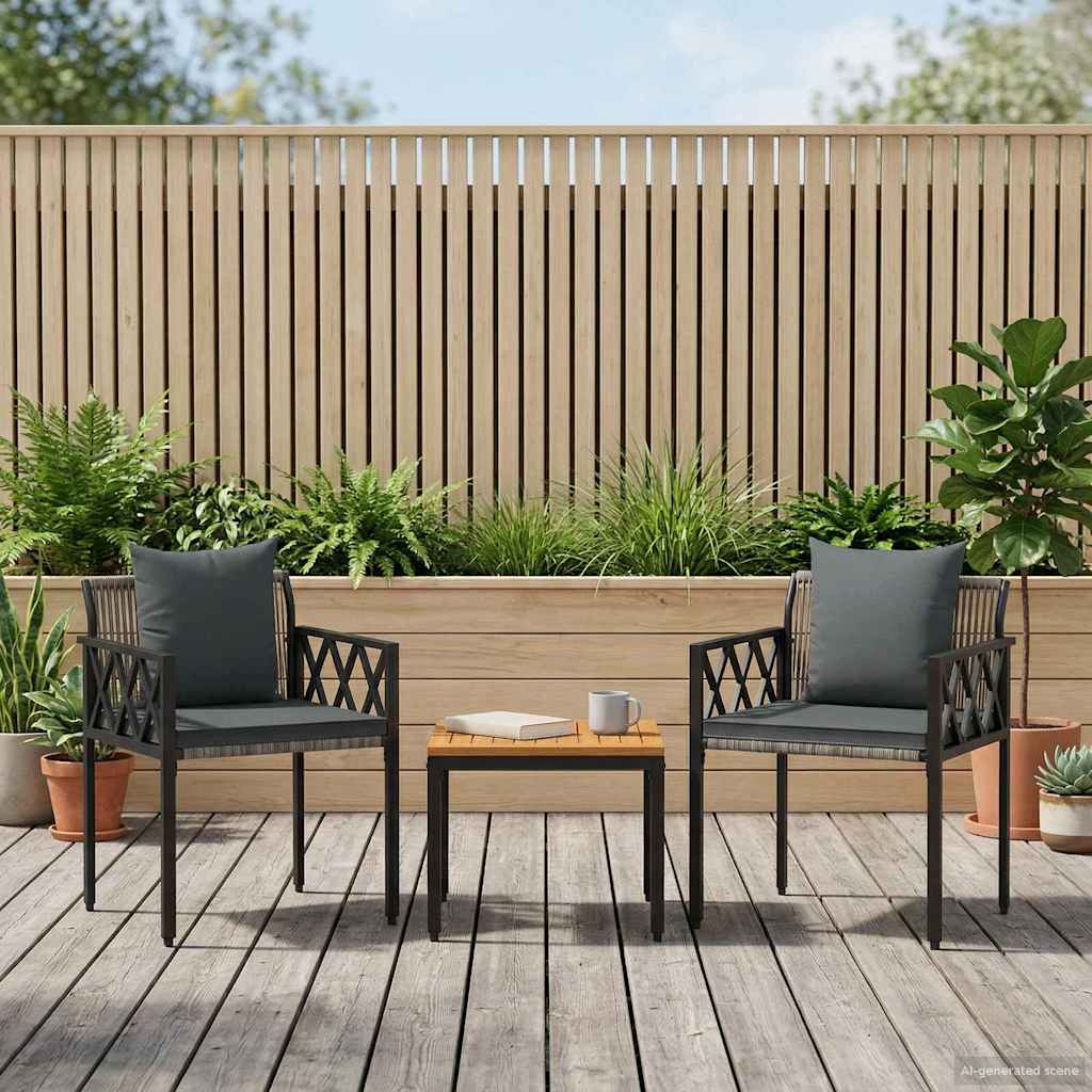 tuinmeubelset 3 pcs Grijs en Donkergrijs poly rattan