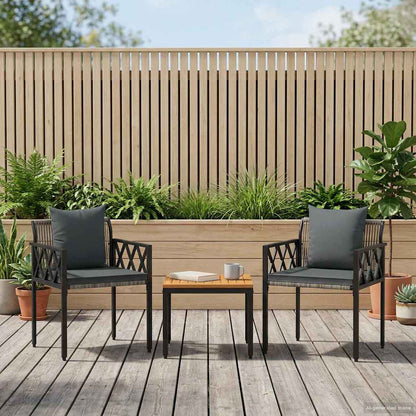 tuinmeubelset 3 pcs Grijs en Donkergrijs poly rattan