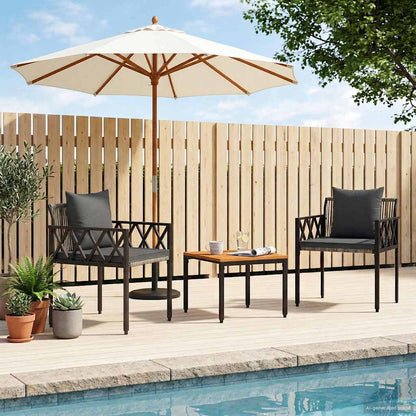 tuinmeubelset 3 pcs Grijs en Donkergrijs poly rattan
