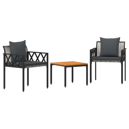 tuinmeubelset 3 pcs Grijs en Donkergrijs poly rattan