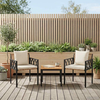 tuinmeubelset 3 pcs Bruin en Crème Wit poly rattan