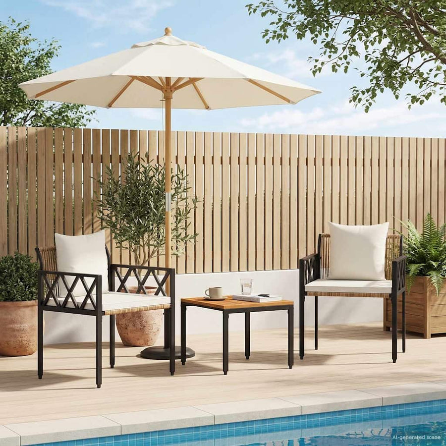 tuinmeubelset 3 pcs Bruin en Crème Wit poly rattan