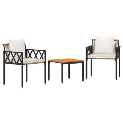 tuinmeubelset 3 pcs Bruin en Crème Wit poly rattan