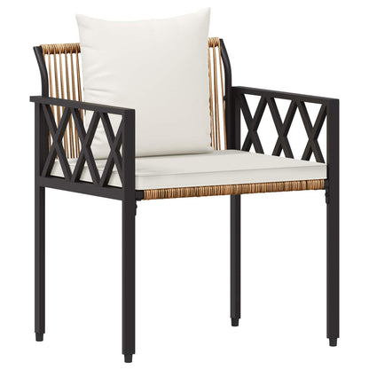 tuinmeubelset 3 pcs Bruin en Crème Wit poly rattan