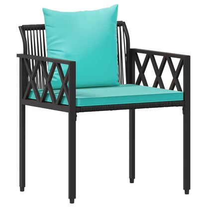 tuinmeubelset 3 pcs Zwart en Turquoise poly rattan