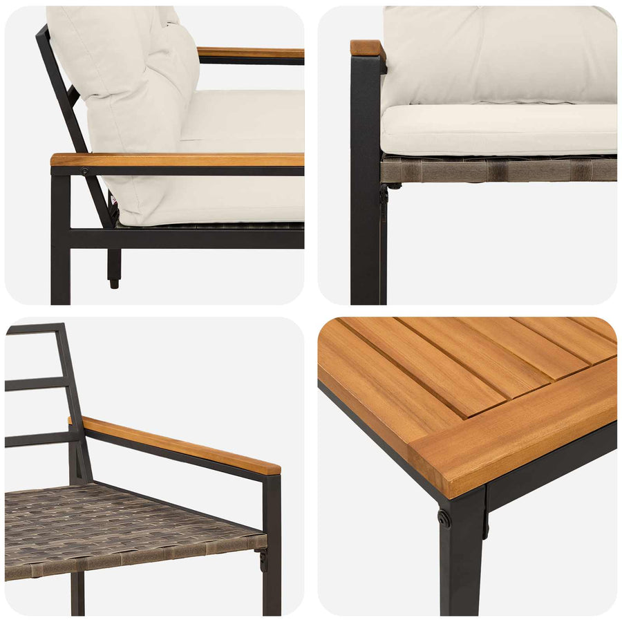 tuinmeubelset 4 pcs Crèmewit poly rattan