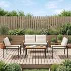 Tuinmeubelset poly rattan crèmewit 4 personen