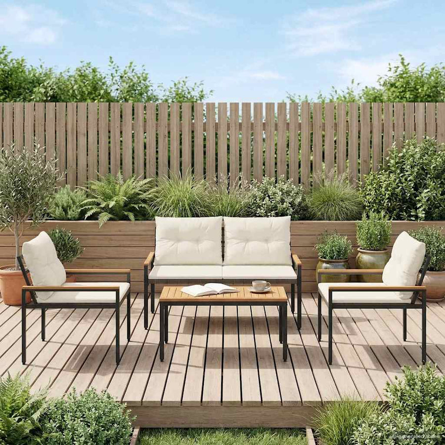 tuinmeubelset 4 pcs Crèmewit poly rattan