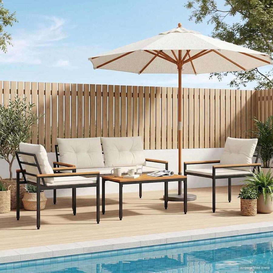tuinmeubelset 4 pcs Crèmewit poly rattan