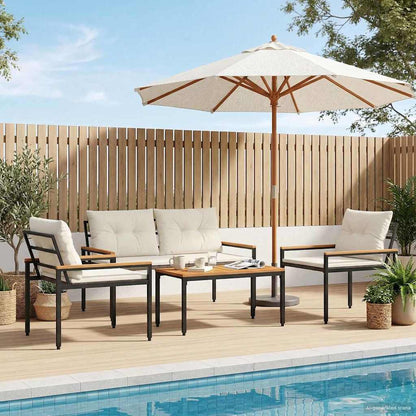 tuinmeubelset 4 pcs Crèmewit poly rattan