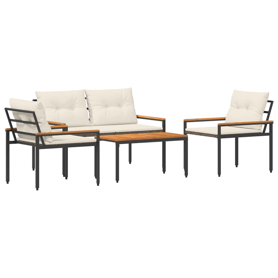 tuinmeubelset 4 pcs Crèmewit poly rattan