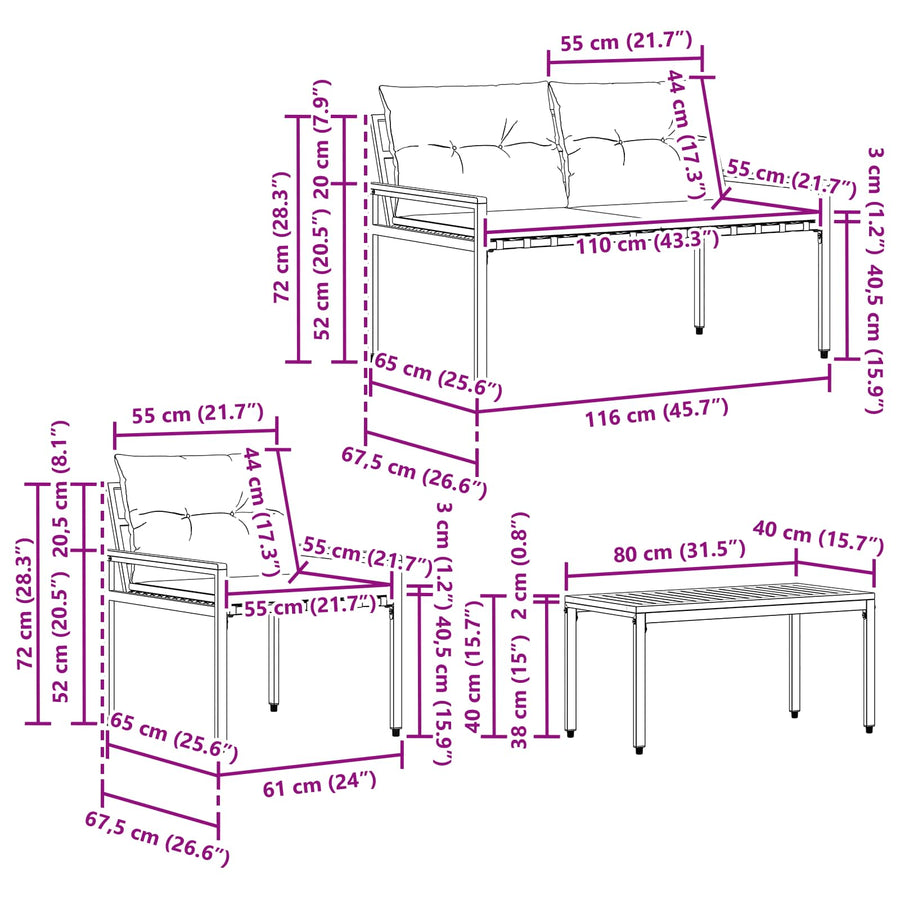 tuinmeubelset 4 pcs Crèmewit poly rattan