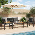 Tuinmeubelset poly rattan 4 personen donkergrijs acacia