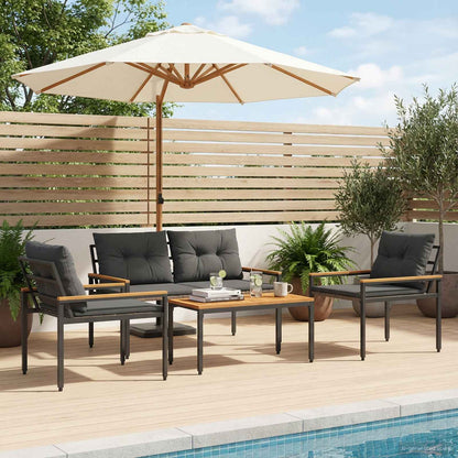 tuinmeubelset 4 pcs Donkergrijs poly rattan