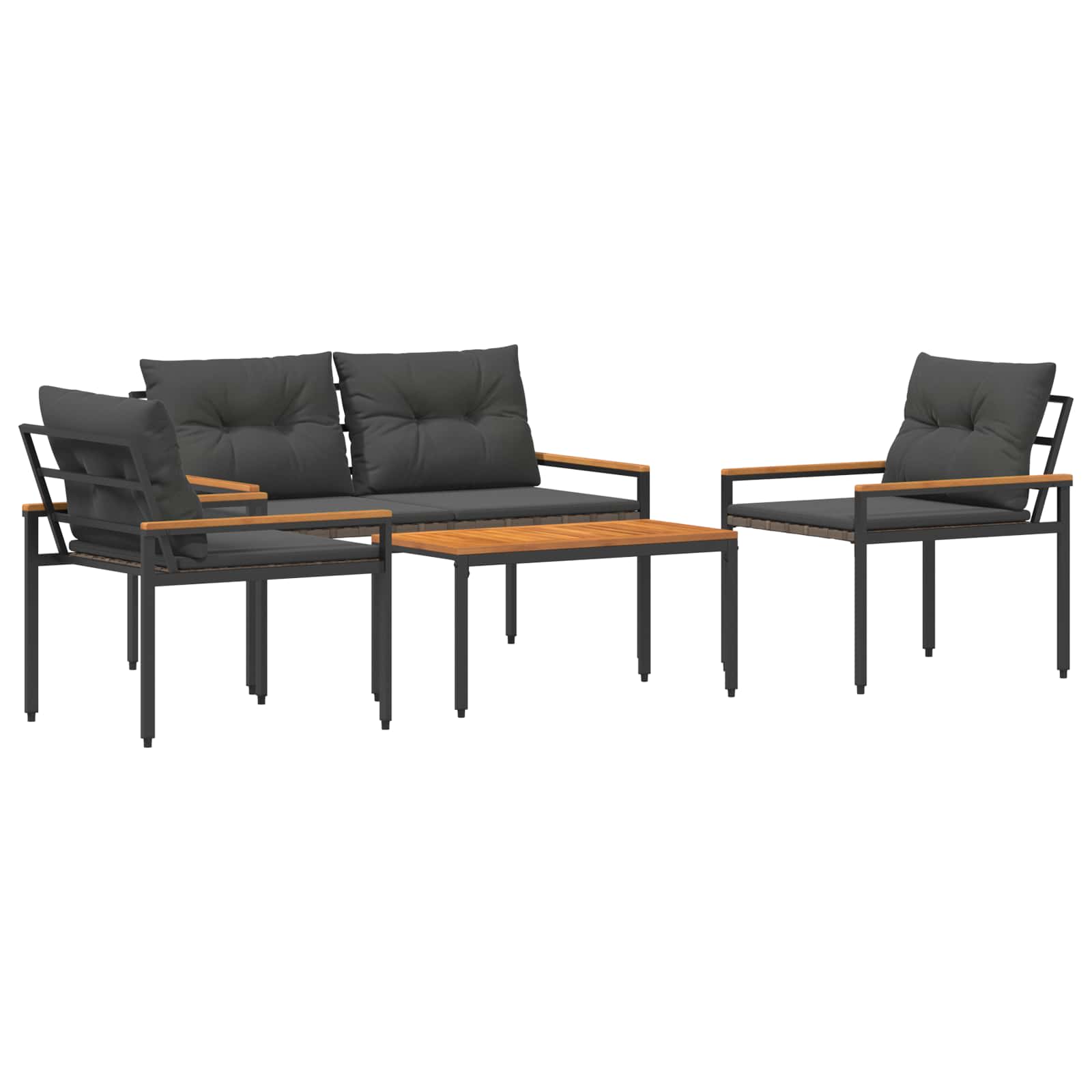 tuinmeubelset 4 pcs Donkergrijs poly rattan