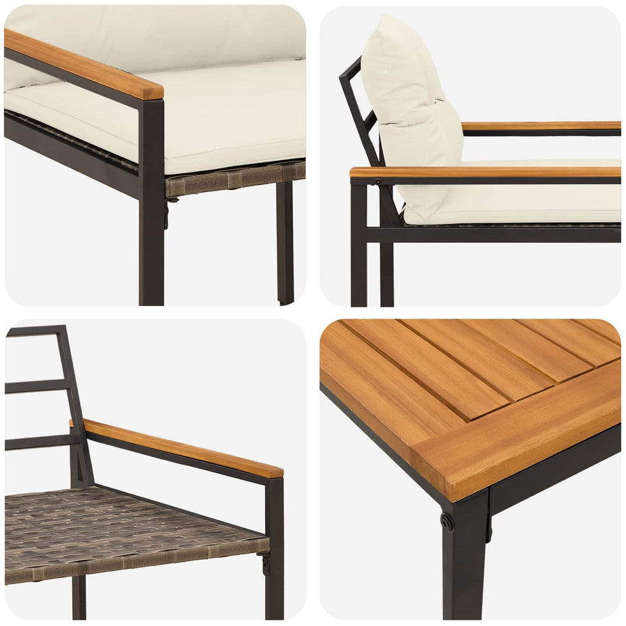 tuinmeubelset 3 pcs Crèmewit poly rattan