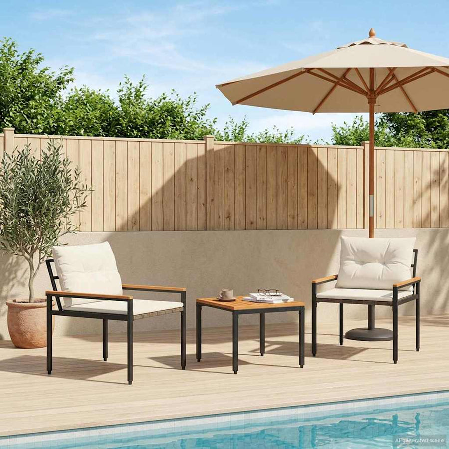 tuinmeubelset 3 pcs Crèmewit poly rattan