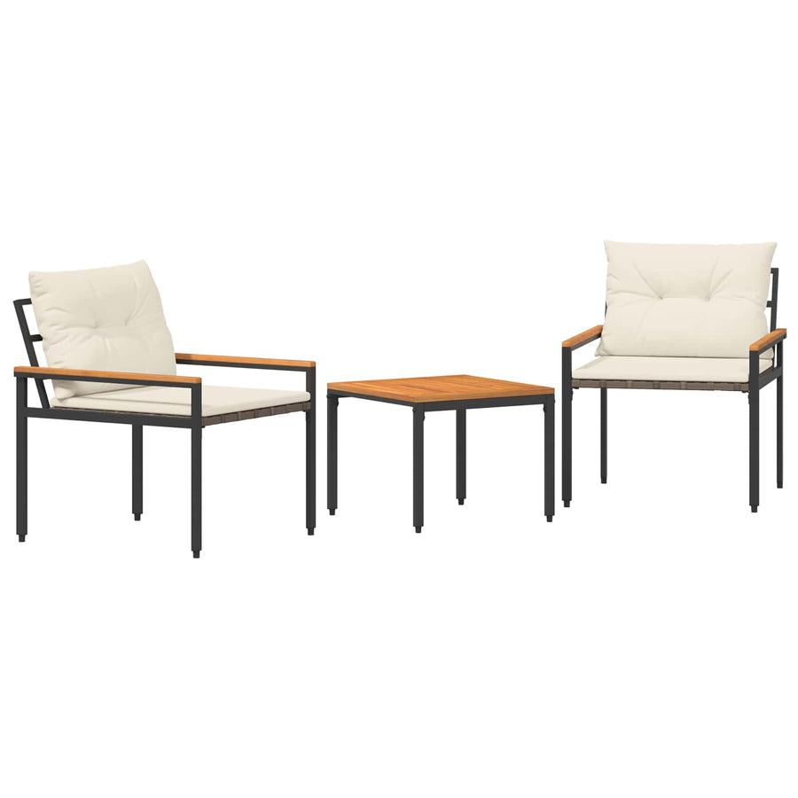 tuinmeubelset 3 pcs Crèmewit poly rattan