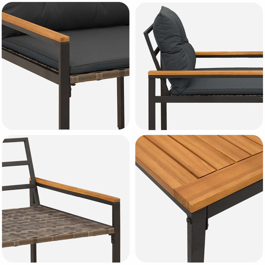 tuinmeubelset 3 pcs Donkergrijs poly rattan
