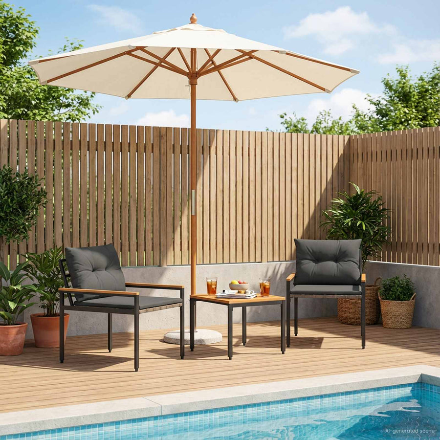 tuinmeubelset 3 pcs Donkergrijs poly rattan