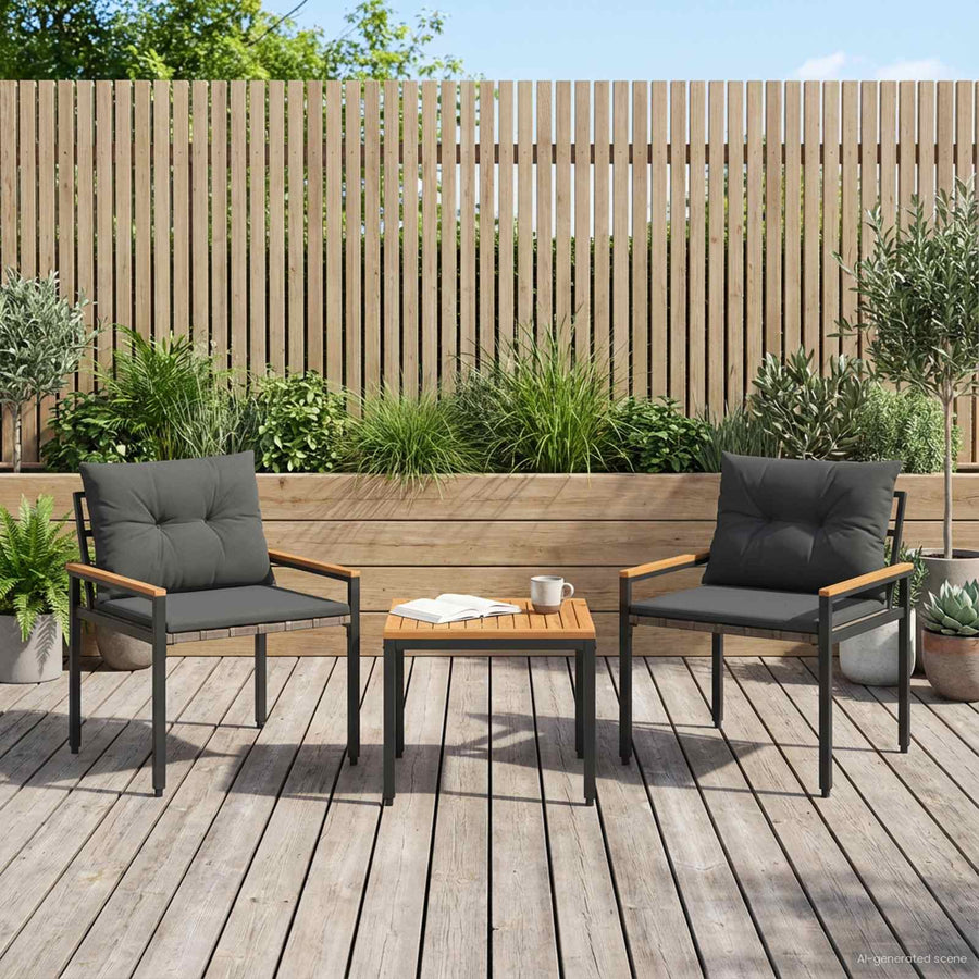 tuinmeubelset 3 pcs Donkergrijs poly rattan
