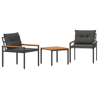 tuinmeubelset 3 pcs Donkergrijs poly rattan