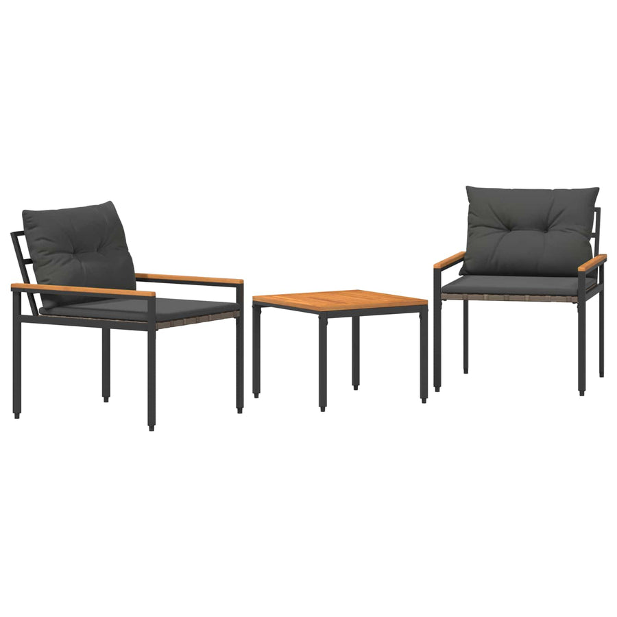 tuinmeubelset 3 pcs Donkergrijs poly rattan