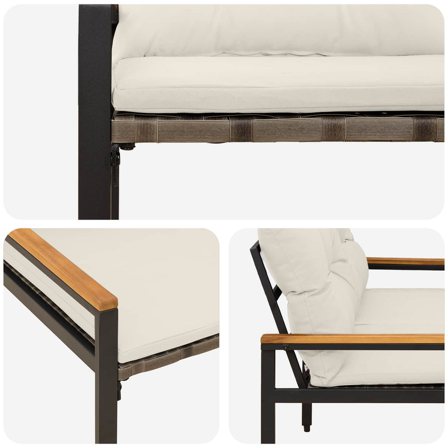Tuinbank 2 -Seater 116 x 67,5 x 72 cm poly rattan Crèmewit