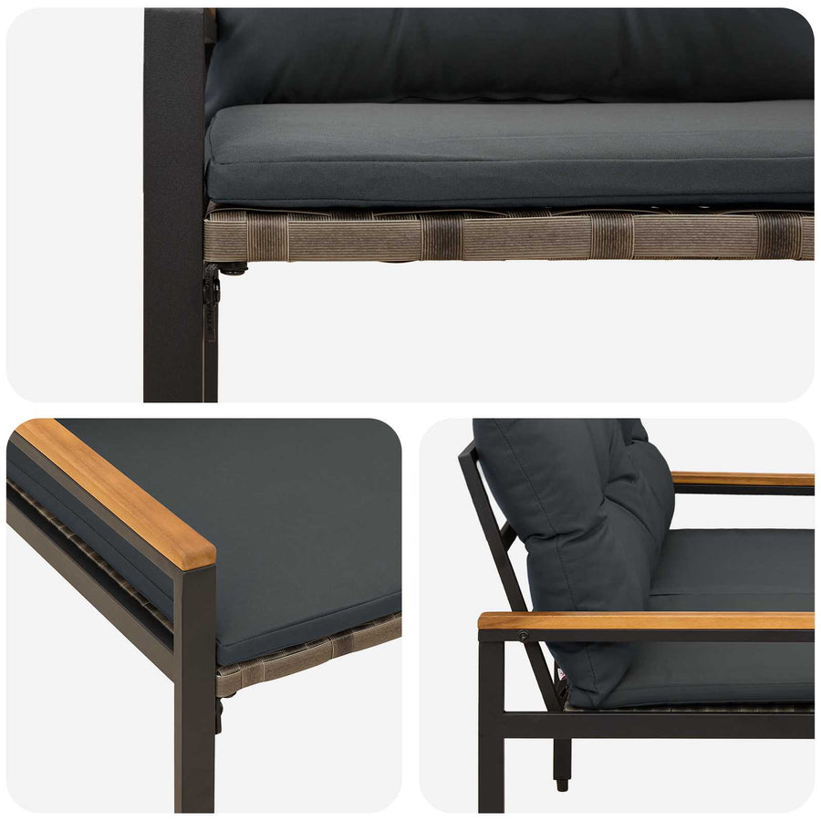 Tuinbank 2 -Seater 116 x 67,5 x 72 cm poly rattan Donkergrijs