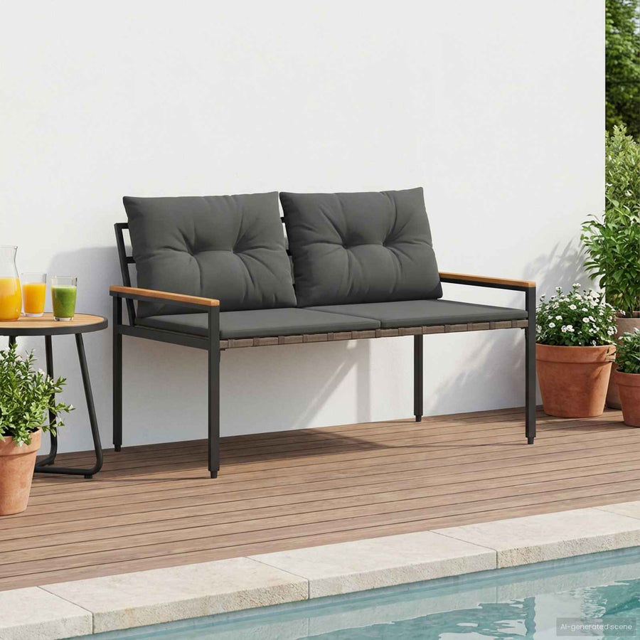 Tuinbank 2 -Seater 116 x 67,5 x 72 cm poly rattan Donkergrijs