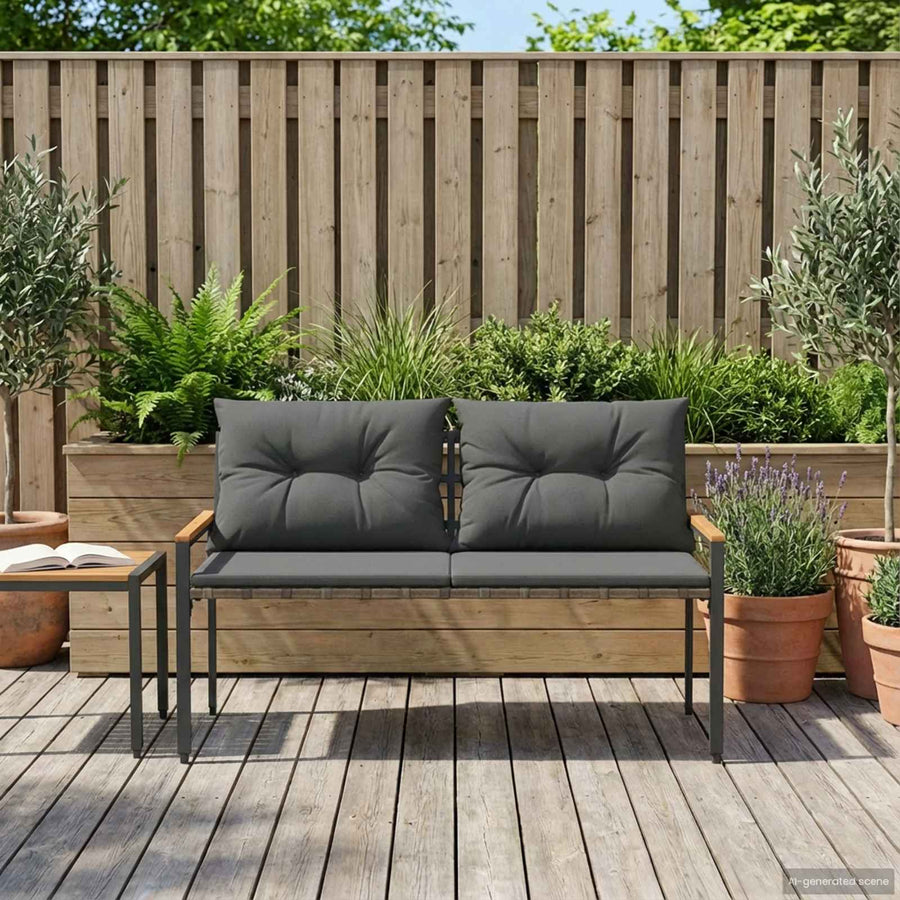 Tuinbank 2 -Seater 116 x 67,5 x 72 cm poly rattan Donkergrijs