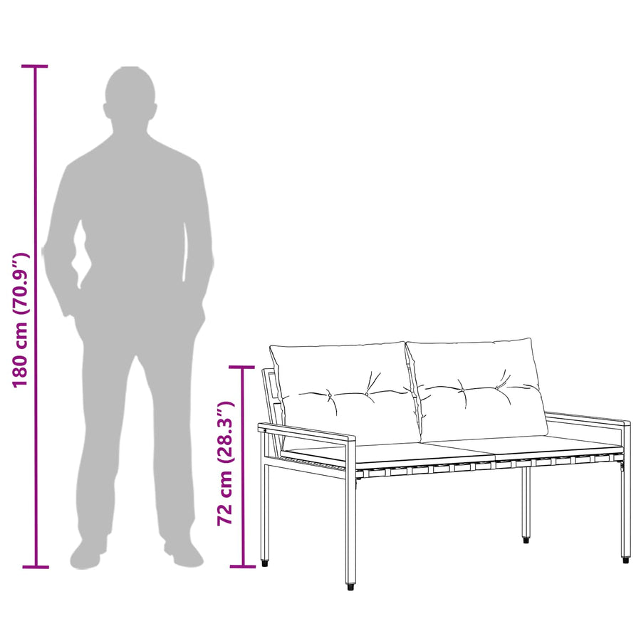 Tuinbank 2 -Seater 116 x 67,5 x 72 cm poly rattan Donkergrijs