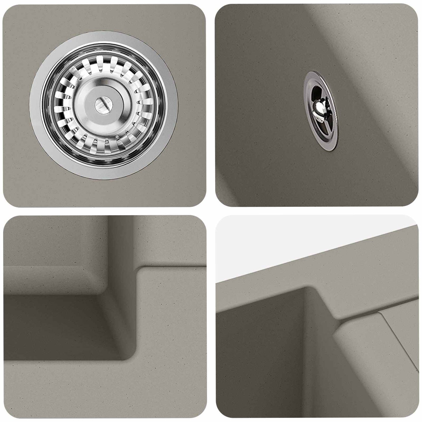 Wasbak Grijs 620 x 500 mm 80% Kwarts en 20% Hars