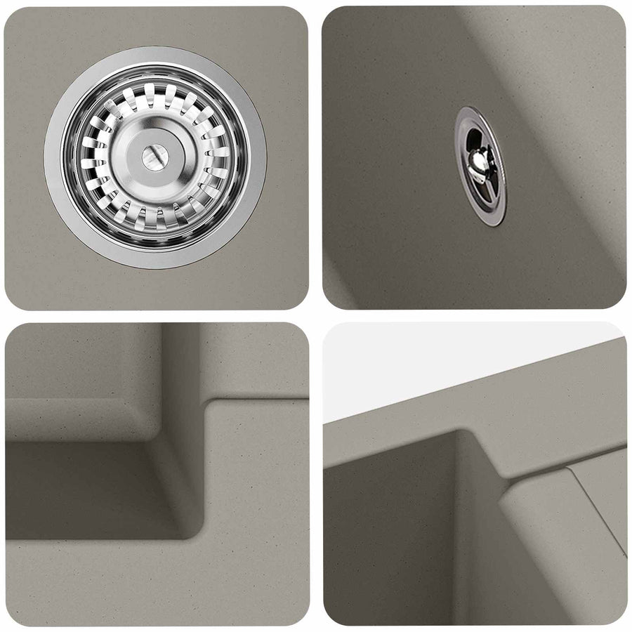 Wasbak Grijs 620 x 500 mm 80% Kwarts en 20% Hars