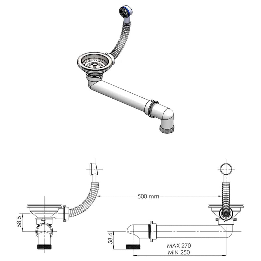 Wasbak Grijs 470 x 440 mm Graniet